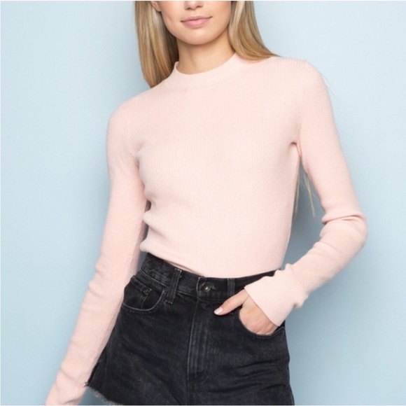 Brandy Melville Baby Pink Cropped Ribbed Sweater - Picture 1 of 9